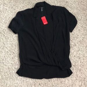 black forever 21 collared top